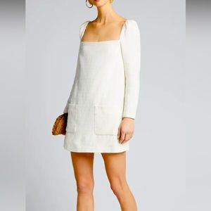 Veronica Beard Ivory Long Sleeve Square Neck Mini Dress